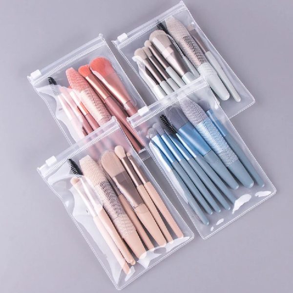 8pcs Travel Makeup Brush Kit Mini Cosmetic Brush For Face Foundation Blush Eye Shadow Wooden Handle