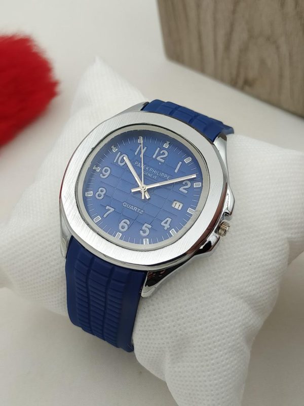 A1 Patek Philippe Geneve Stylish Watch Silicon Strap Silver Dial